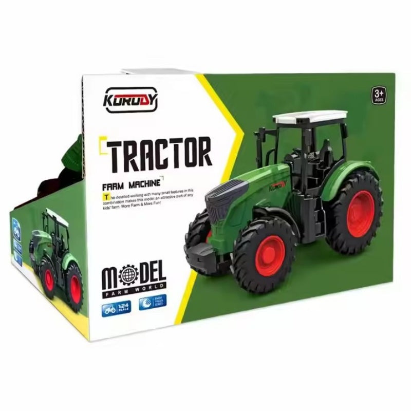Tracteur agricole télécommandé 27 MHz 4 canaux avec remorque pour animaux de fer