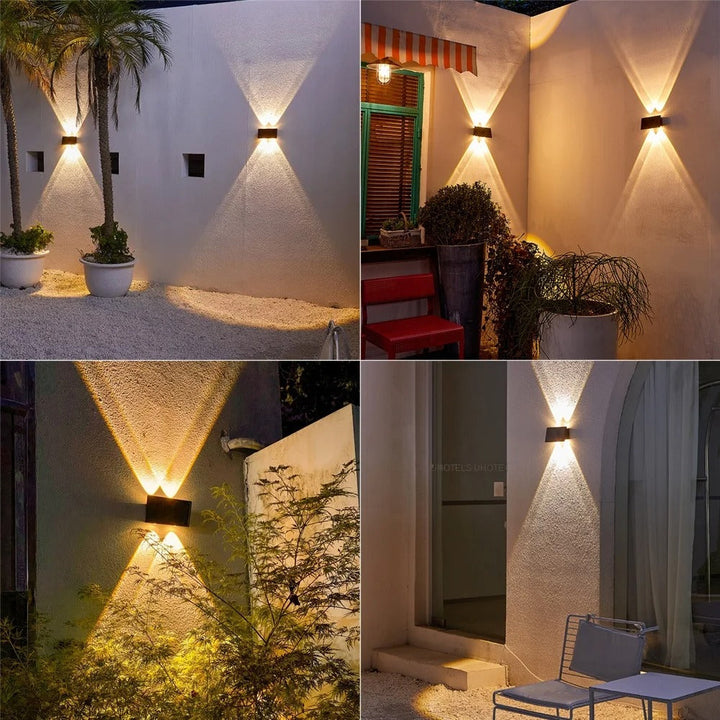 Applique solaire LED extérieure. Éclairage jardin élégant et moderne. Installation facile, sans fil.