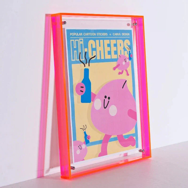 Cadre photo acrylique transparent coloré. Design moderne, élégant.  Parfait pour photos & déco.