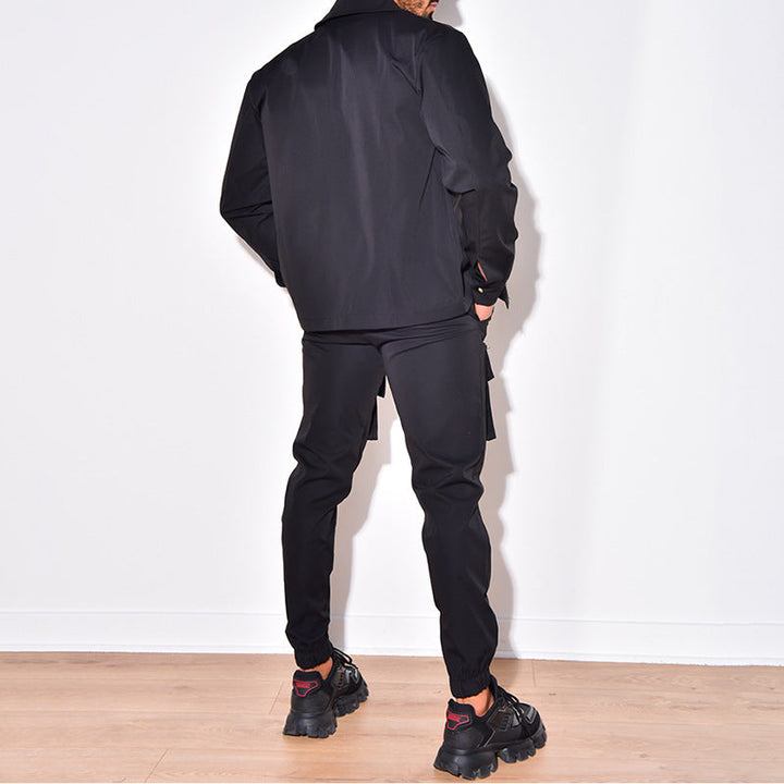 Costume homme 2 pièces, style moderne, coupe slim. Veste et pantalon assortis, look élégant et décontracté.