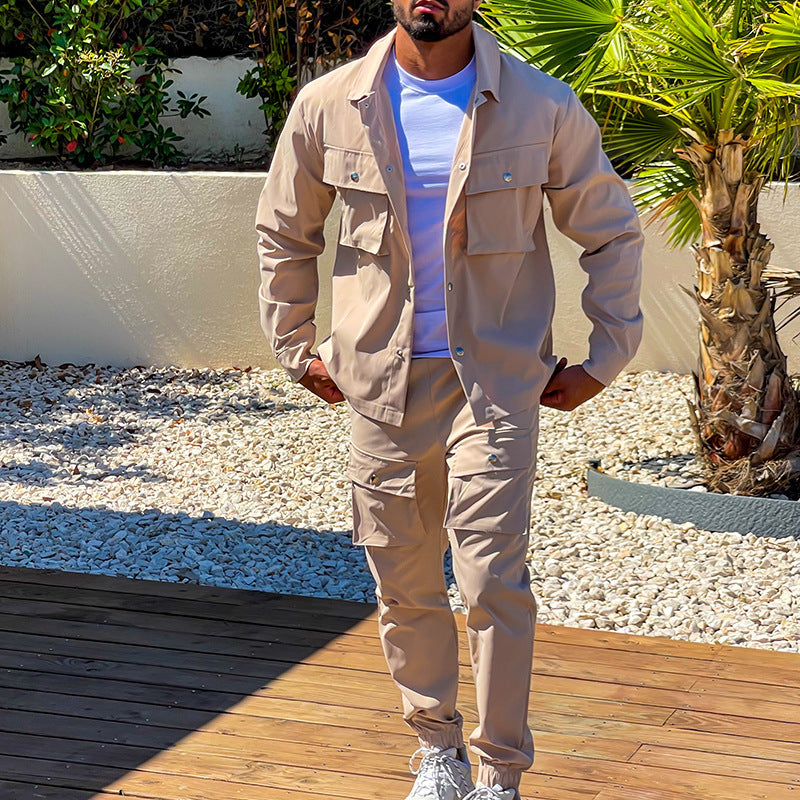 Costume homme 2 pièces, style moderne, coupe slim. Veste et pantalon assortis, look élégant et décontracté.