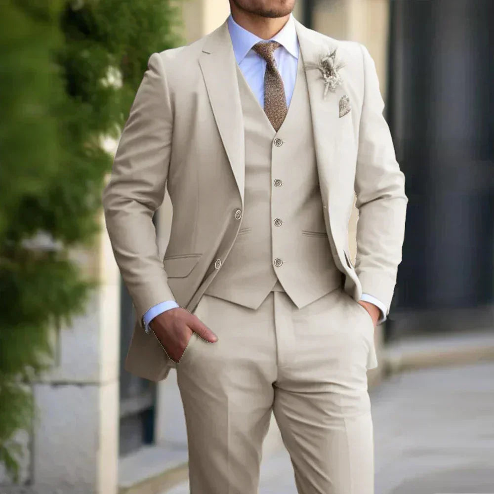 Costume Homme De Mariage 3 Pièces À Un Bouton Style Cérémonie Ajusté main image 1