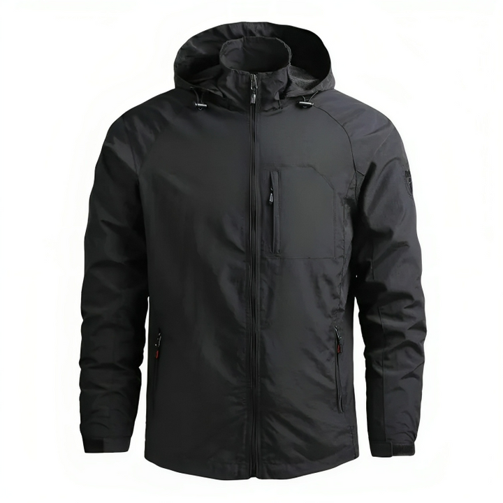 Coupe-vent homme imperméable, capuche.  Protection contre pluie et vent. Design moderne et élégant.