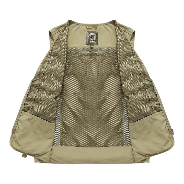 Gilet été multi-poches, léger et respirant.  Parfait pour activités outdoor. Plusieurs couleurs.