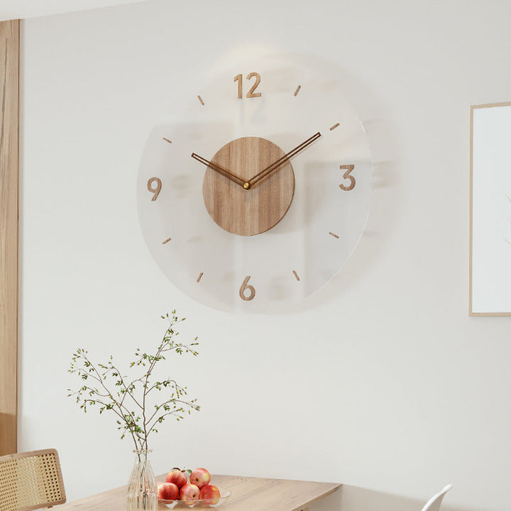 Horloge murale bois style scandinave, design épuré, silencieuse, minimaliste, idéale pour décoration intérieure moderne.