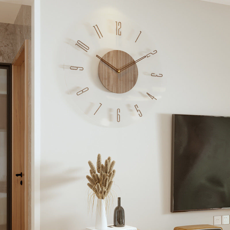 Horloge murale bois style scandinave, design épuré, silencieuse, minimaliste, idéale pour décoration intérieure moderne.