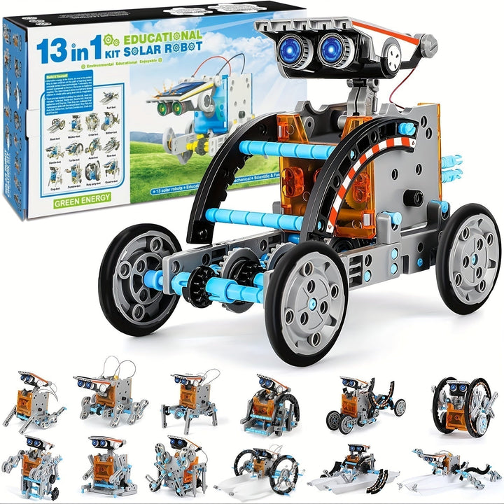 "Kit Robot Solaire STEM 13 en 1 assemblé, pièces mécaniques, jouet éducatif enfant, énergie solaire, science et ingénierie"