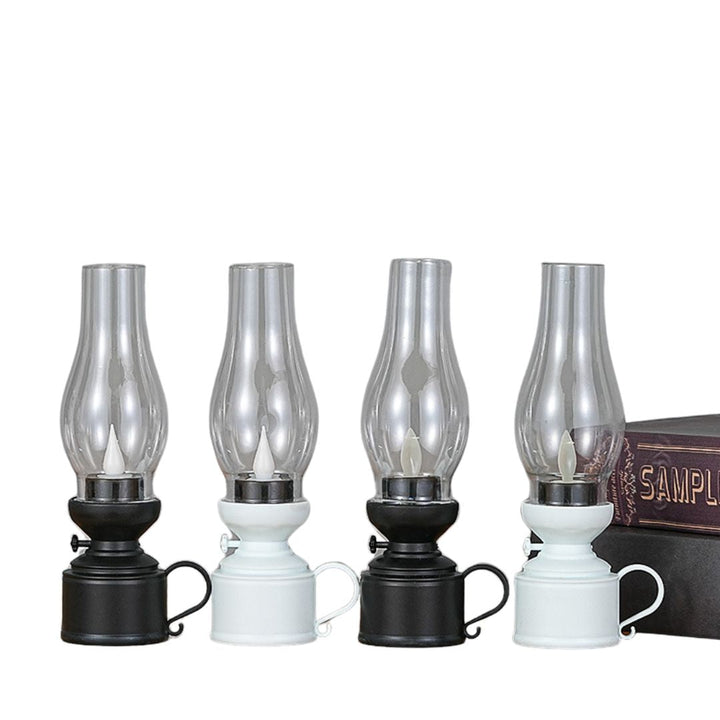 "Lampe à huile LED élégante avec effet de flamme réaliste et choix de couleurs, idéale pour une ambiance chaleureuse et sécur
