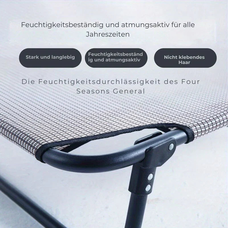 Lit chien pliable, nylon respirant, imperméable, robuste.  Idéal pour intérieur/extérieur.