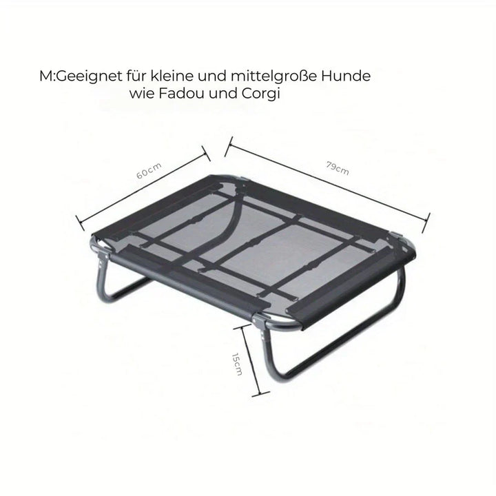 Lit chien pliable, nylon respirant, imperméable, robuste.  Idéal pour intérieur/extérieur.