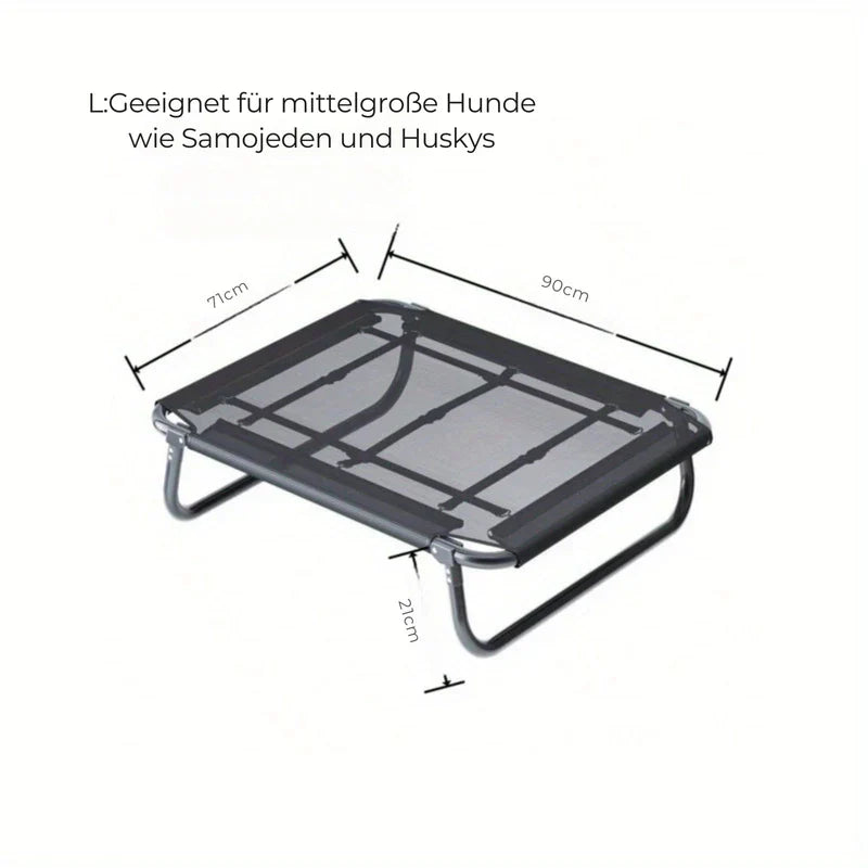 Lit chien pliable, nylon respirant, imperméable, robuste.  Idéal pour intérieur/extérieur.