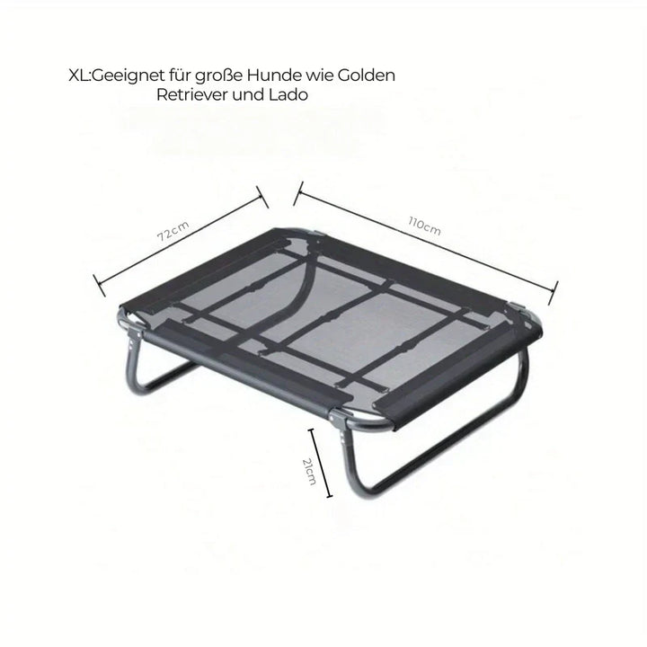 Lit chien pliable, nylon respirant, imperméable, robuste.  Idéal pour intérieur/extérieur.