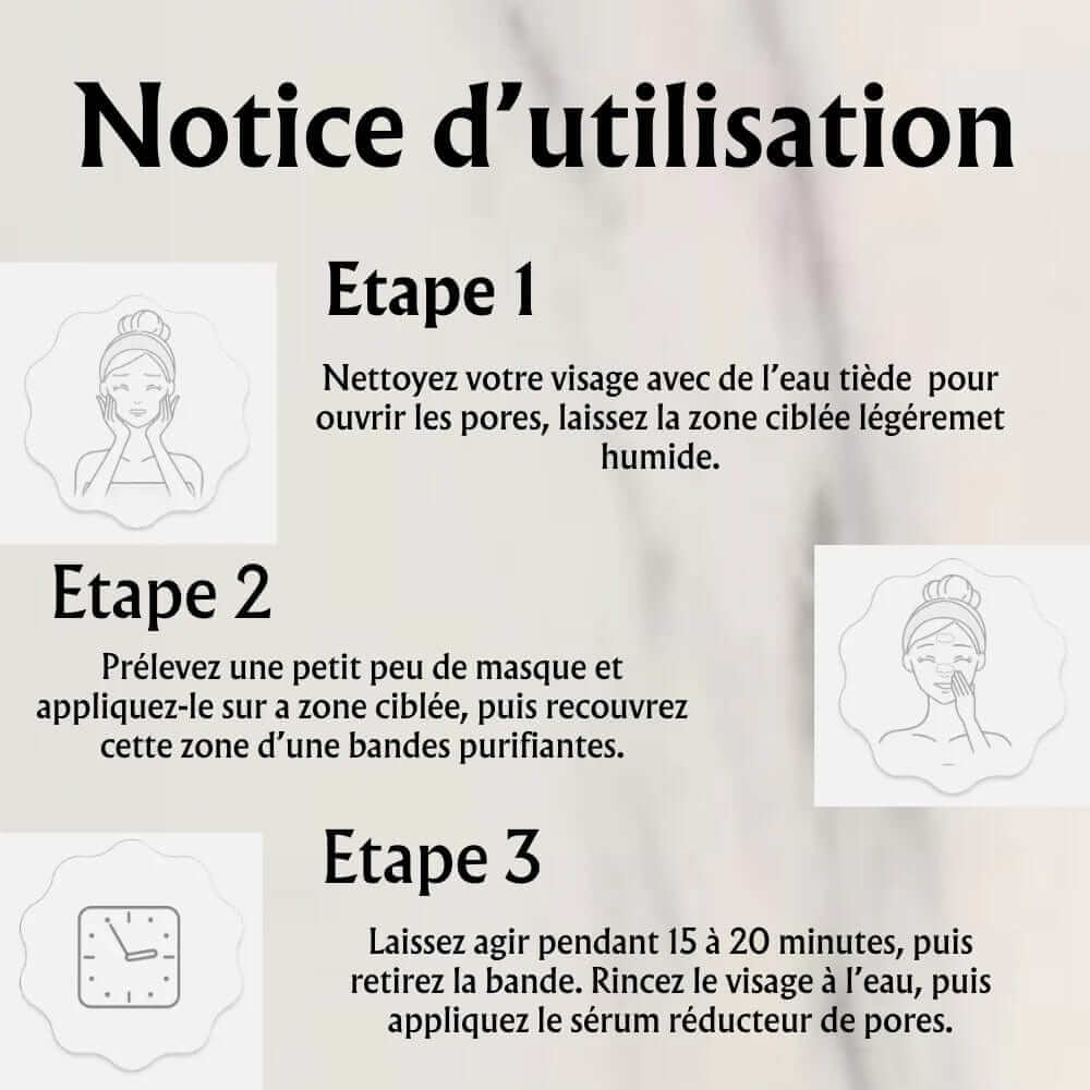 Masque visage purifiant anti-points noirs. Texture douce, nettoyage en profondeur, peau nette et lumineuse.  Soin naturel pou