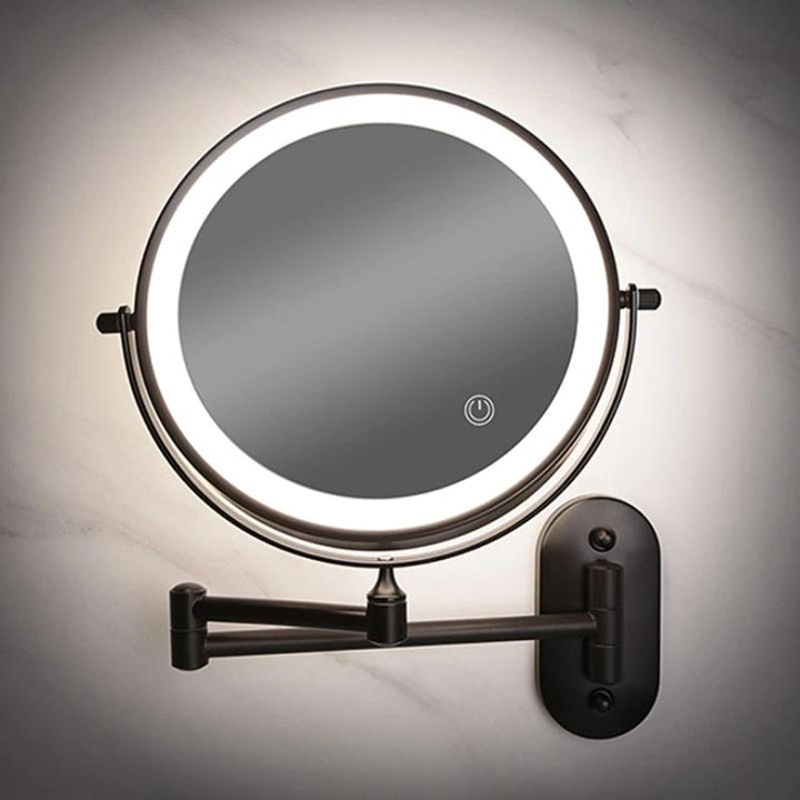 Miroir grossissant LED rechargeable, éclairage réglable, maquillage précis, salle de bain.