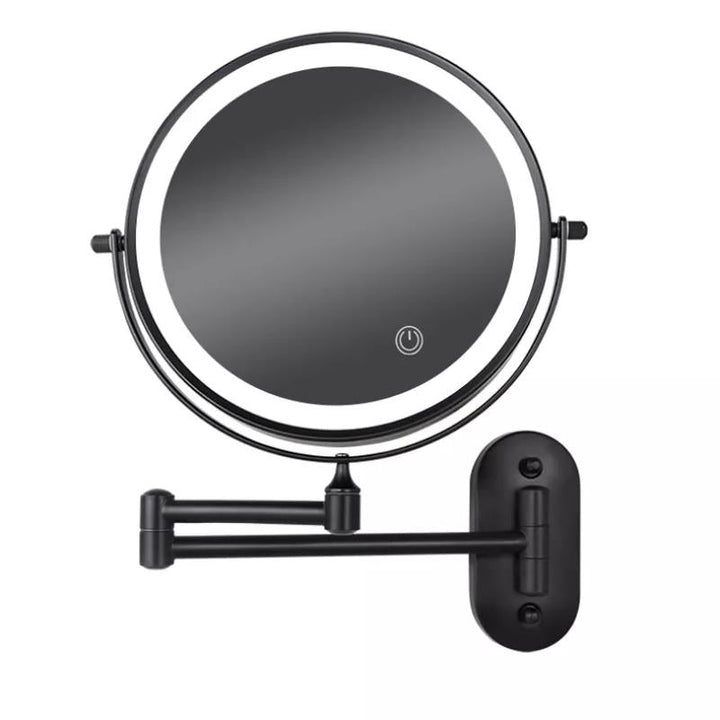 Miroir grossissant LED rechargeable, éclairage réglable, maquillage précis, salle de bain.