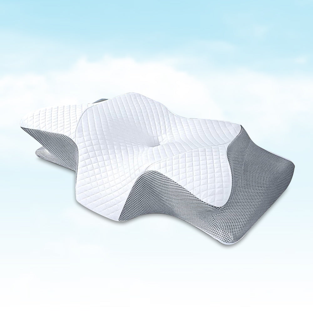 Oreiller orthopédique: mousse mémoire de forme, soutien cervical et dorsal, confort optimal.