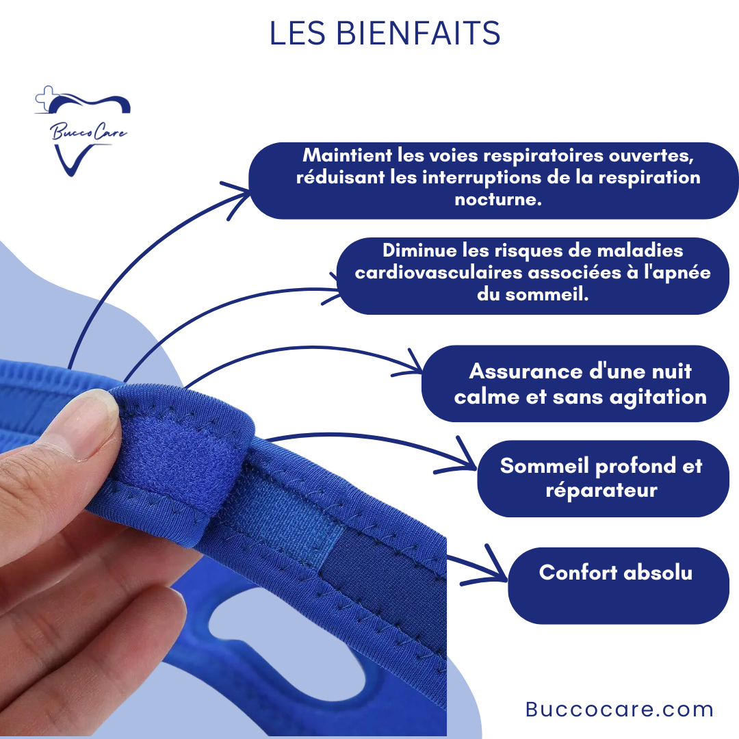 Orthèse anti-ronflement ergonomique bleue, conçue pour le confort et la réduction du bruit nocturne. Solution apnée du sommei