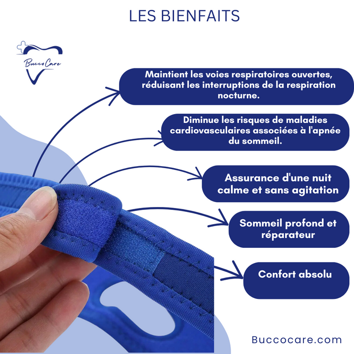 Orthèse anti-ronflement ergonomique bleue, conçue pour le confort et la réduction du bruit nocturne. Solution apnée du sommei