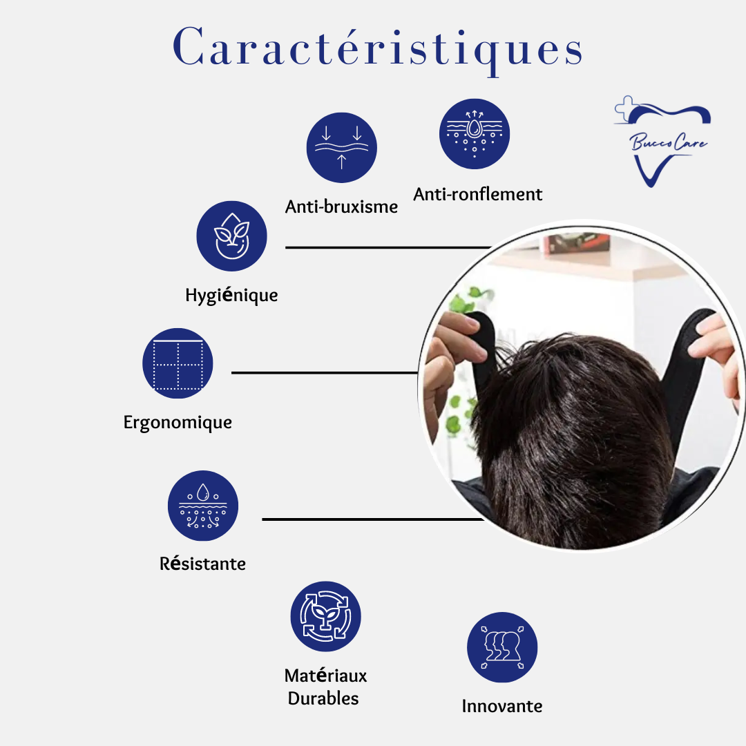 Orthèse anti-ronflement ergonomique bleue, conçue pour le confort et la réduction du bruit nocturne. Solution apnée du sommei