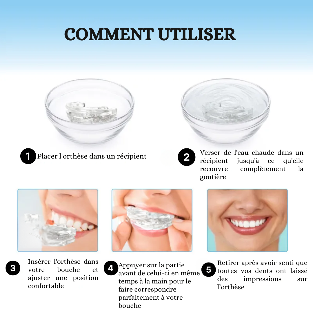 "Orthèse Anti-Ronflement : Gouttière ergonomique en silicone souple, améliore le sommeil et réduit le ronflement."