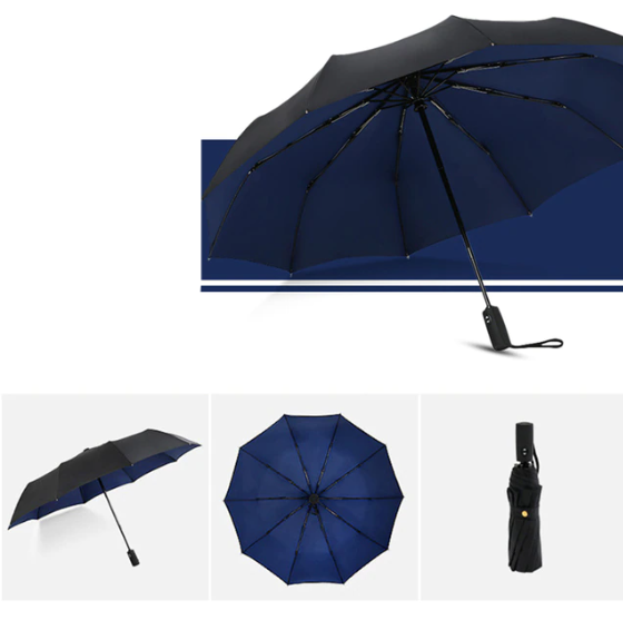 Parapluie pliable anti-vent robuste. Protection optimale contre la pluie et le vent fort. Design élégant et compact.