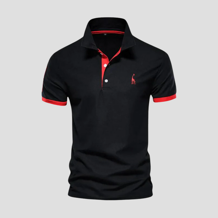 "Polo pour homme élégant en coton doux avec col classique, finitions bicolores et coupe droite ajustée, disponible en plusieu