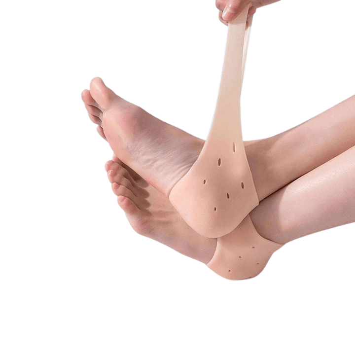 Protège-talon en silicone, transparent et flexible, pour confort et soulagement des douleurs, adapté à toutes chaussures.