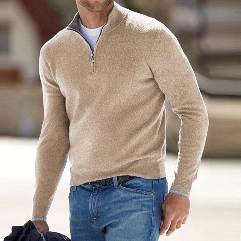 "Pull homme élégant en laine, texture douce, gris, coupe ajustée, manche longue, pour chaleur et confort."