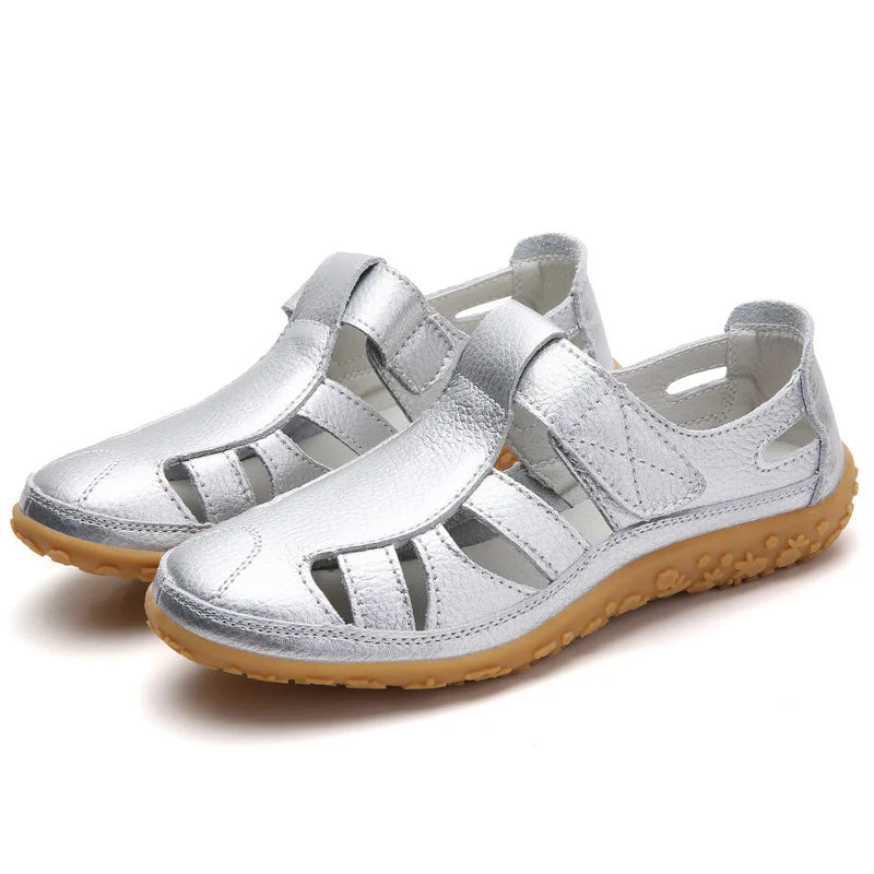 "Sandales orthopédiques antidérapantes confortables avec soutien plantaire en cuir doux, idéales pour l'été et les promenades