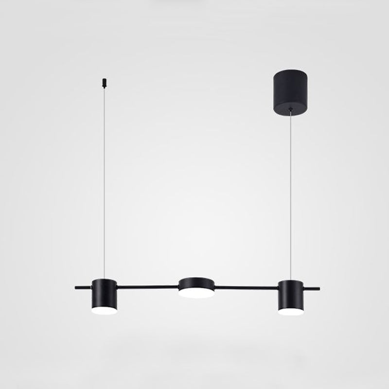 Suspension élégante noire/or en aluminium avec éclairage LED moderne, 3 ou 5 lumières, idéale pour intérieur contemporain.