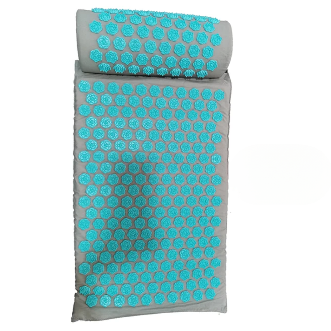 "Tapis de relaxation fleuri en mousse, soulagement musculaire et détente, idéal après le yoga ou l'entraînement."