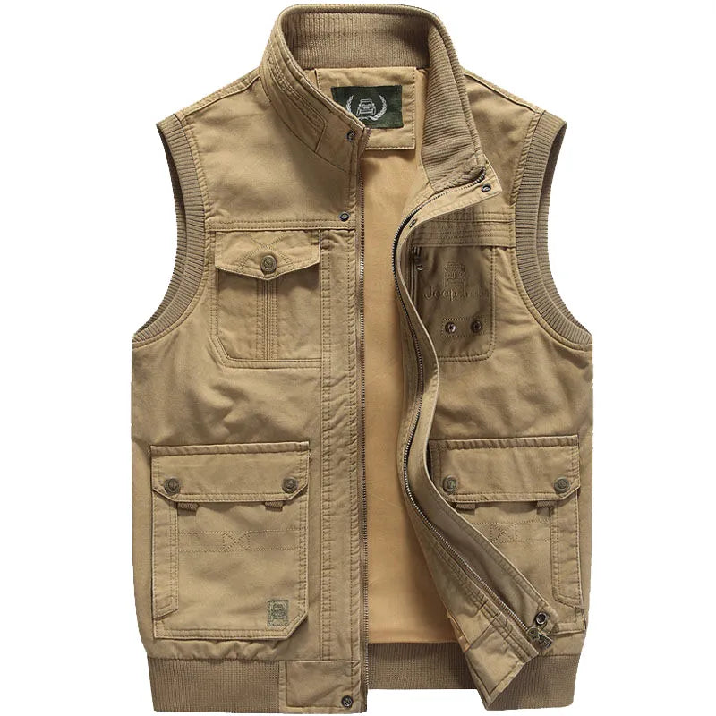 Veste homme tactique multipoches, style vintage robuste. Idéale pour l'aventure.