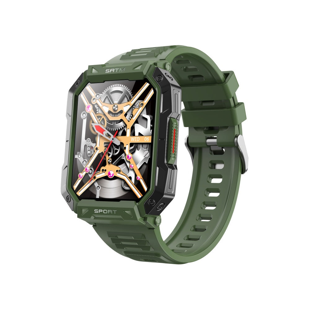 Smartwatch étanche, appels, assistant vocal, suivi cardiaque, sommeil, O2.