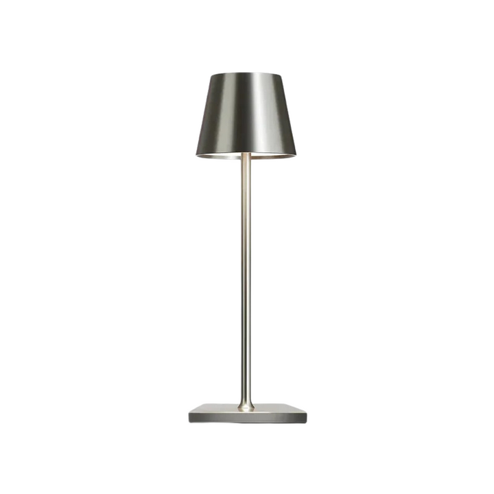 Lampe LED portable et élégante, rechargeable, lumière d'ambiance pour soirées en extérieur.