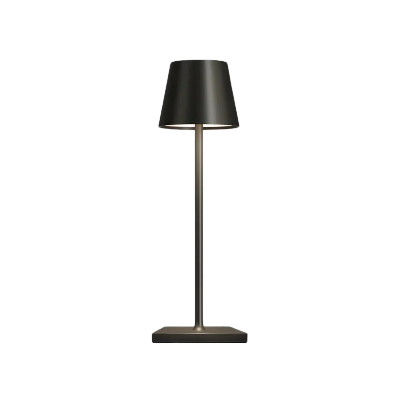 Lampe LED sans fil, rechargeable, contrôle tactile, design minimaliste pour intérieur moderne.