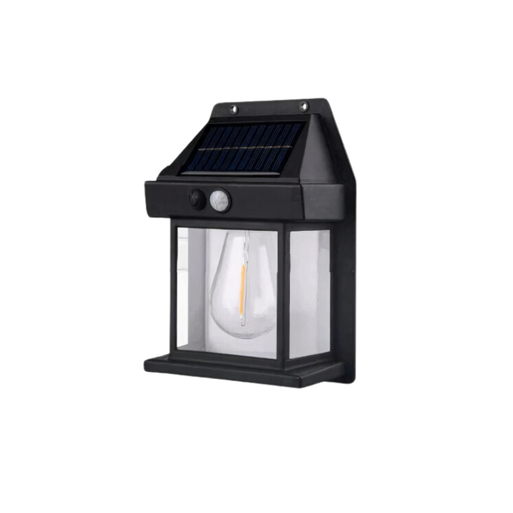 Applique murale LED solaire autonome pour jardin, technologie économe en énergie et design élégant.