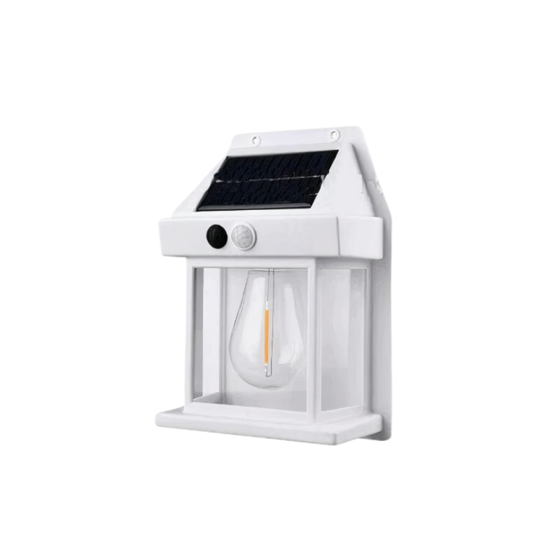 Luminaire mural solaire LED moderne pour éclairage de jardin, terrasse ou entrée extérieure.
