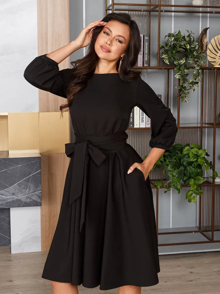Robe Midi Anna - Élégante, Nouée, Fluide