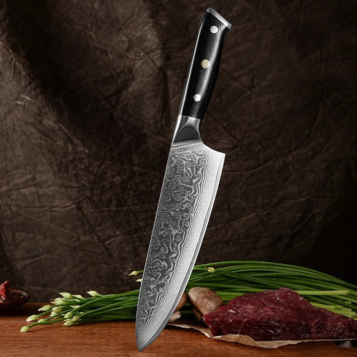 Couteau Chef Japonais Damas 8" - Précision & Élégance