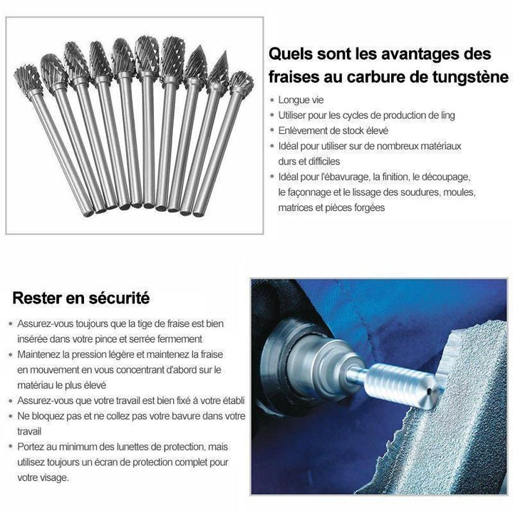 Tête de Meulage en Acier au Carbure de Tungstène(10 PCS)