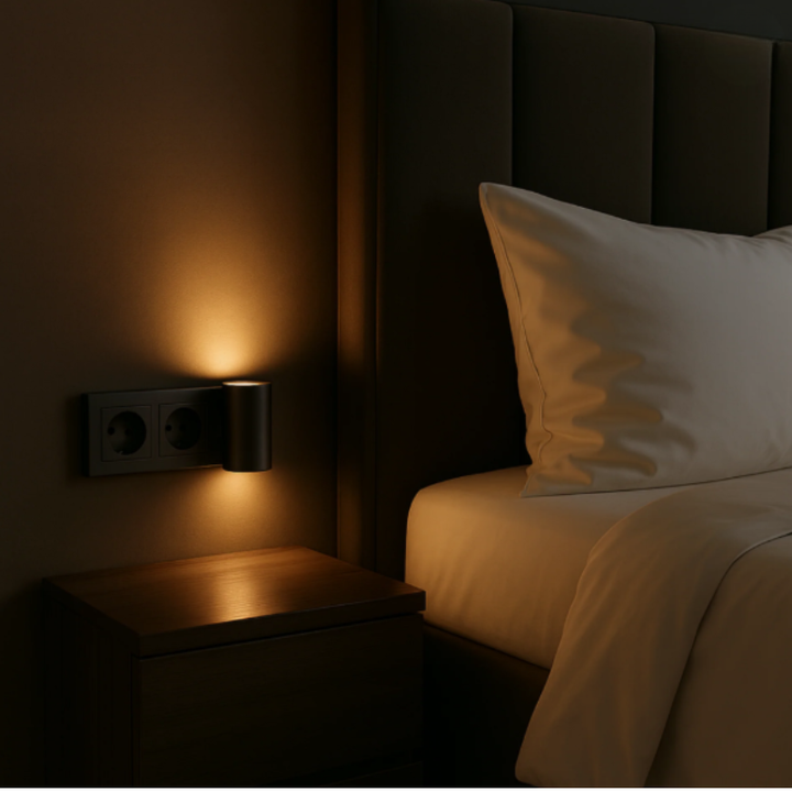 Applique LED dimmable, parfaite comme veilleuse ou pour créer une ambiance lumineuse de nuit apaisante et réglable.
