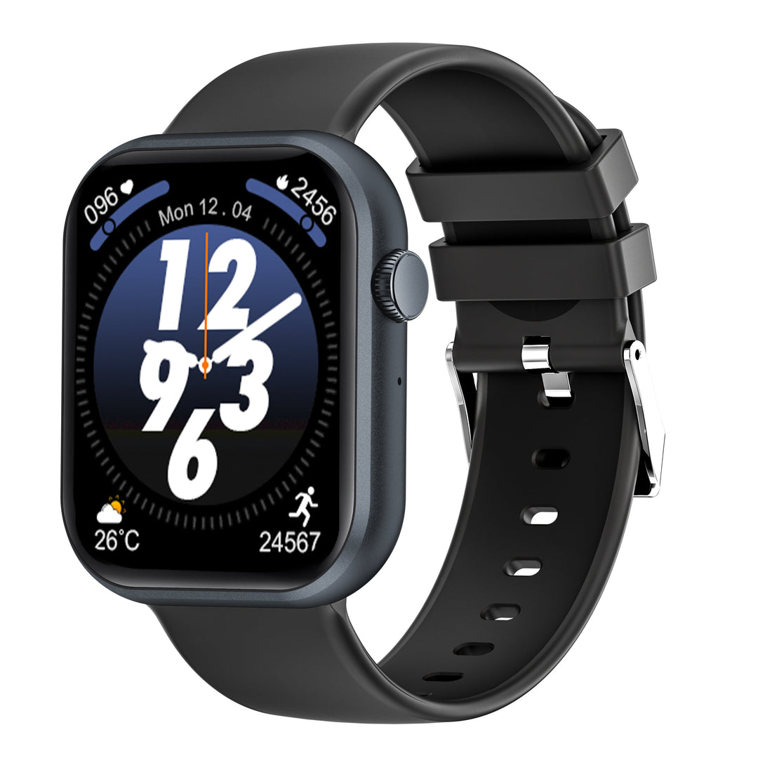 Smartwatch étanche pour sportifs, avec suivi cardiaque, O2 et appels Bluetooth.
