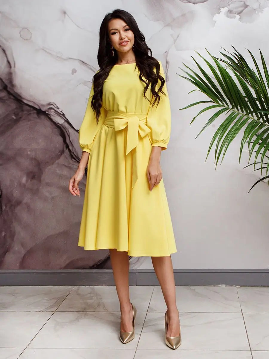Robe Midi Anna - Élégante, Nouée, Fluide
