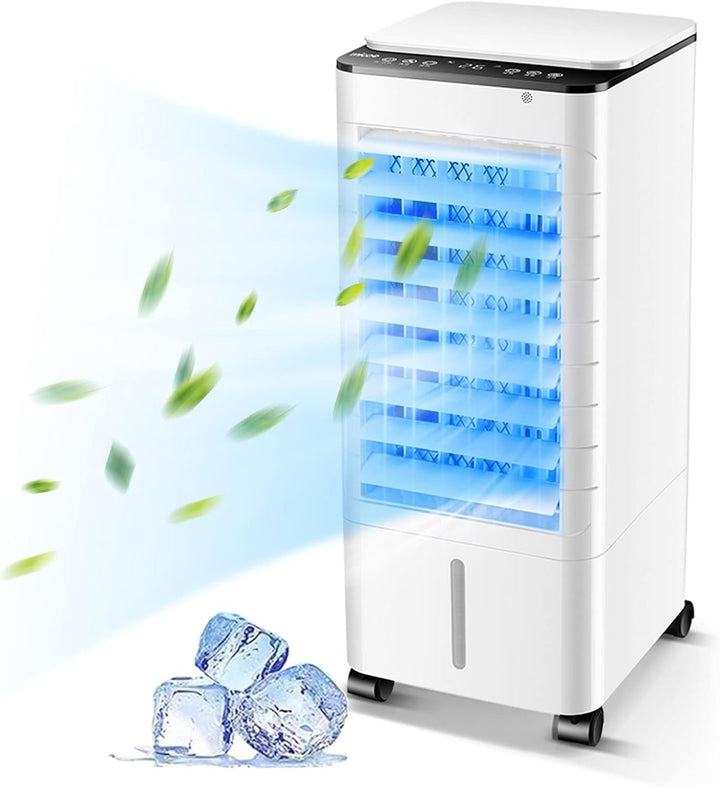 Refroidisseur d'air évaporatif portable. Idéal maison/bureau, rafraîchit sans installation.