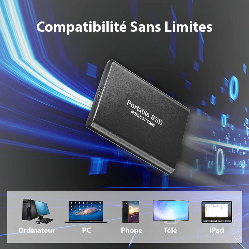 Externe tragbare SSD 1To/4To - PC, Mac, Android