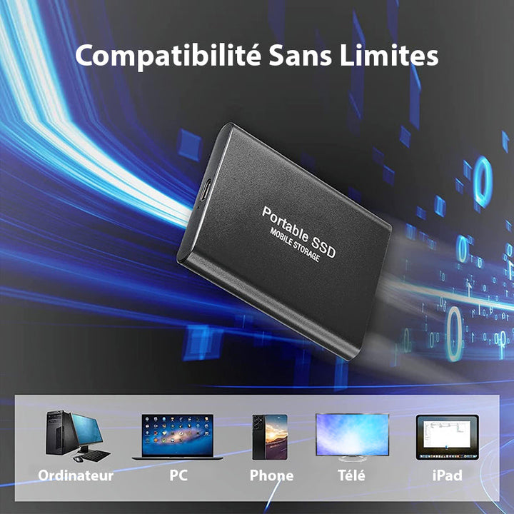 Externe tragbare SSD 1To/4To - PC, Mac, Android
