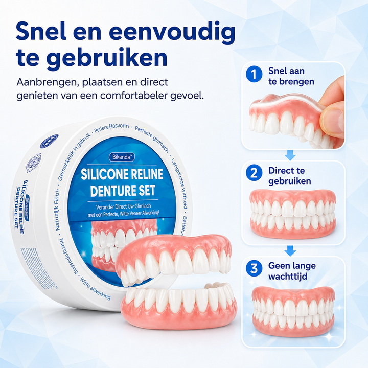 Sourire confiant avec cette prothèse dentaire amovible en silicone de haute qualité.