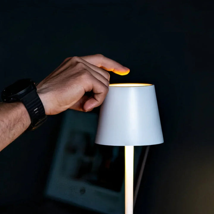 Lampe LED design, portable, rechargeable par USB, éclairage d'ambiance pour intérieur et extérieur.