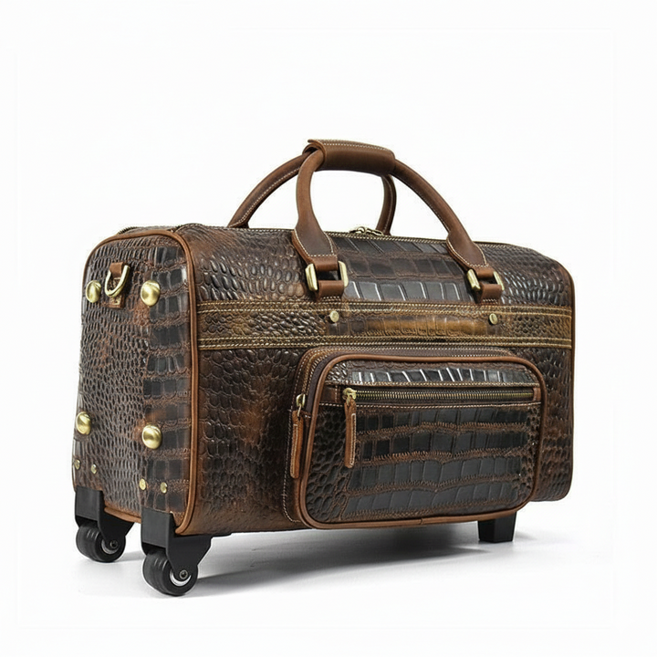 Sac de Voyage Élégant en Cuir pour Homme - Style Crocodile Luxe