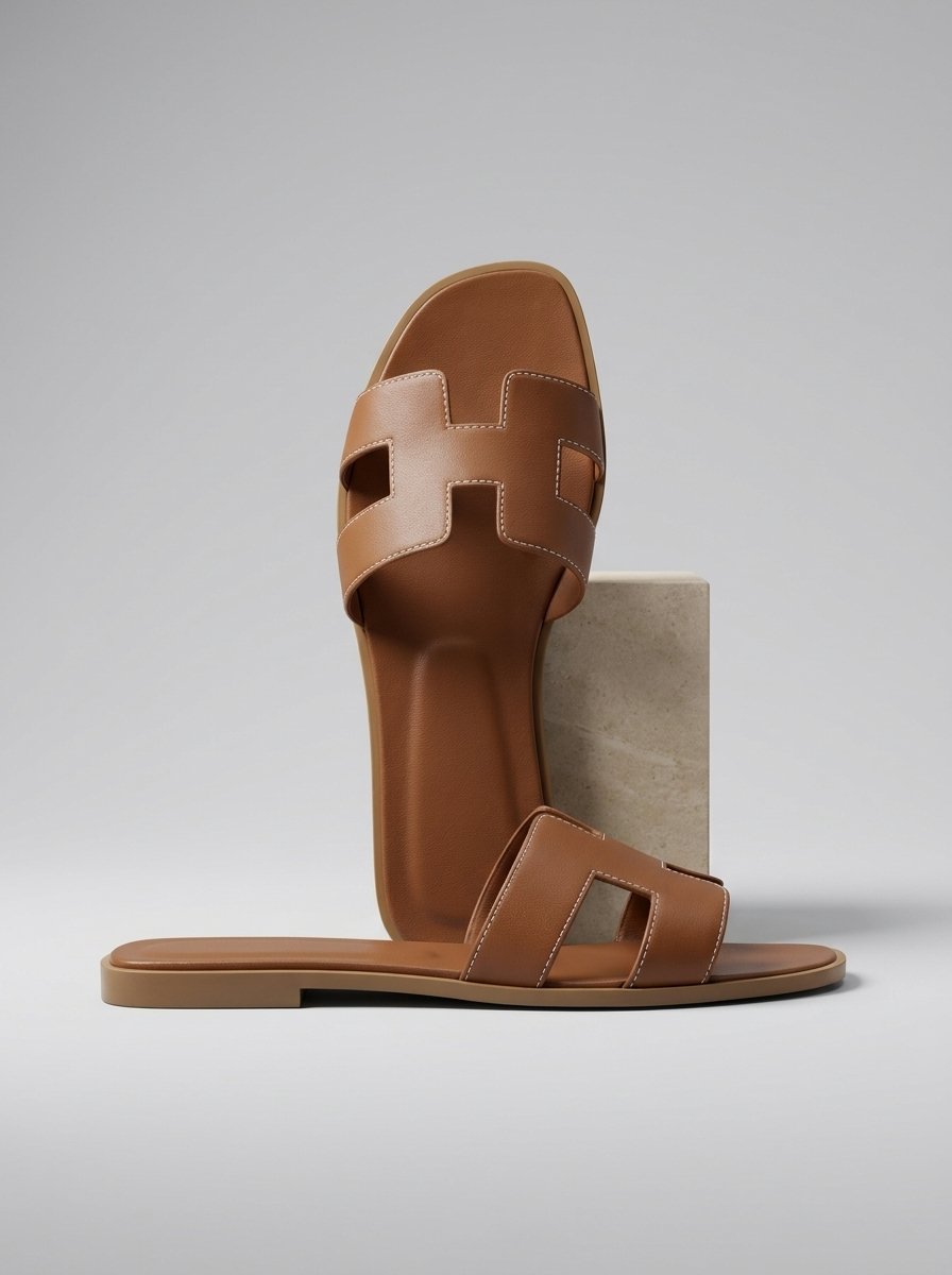 Mules plates femme blanches, style minimaliste avec bride en H. Sandales confortables parfaites pour les vacances d'été.